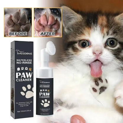 100Mlpaw Cleaner Foam Dog Claw Cleaner Cat Paw Cleaner Waterless Pet Shampoo with Dog Brush for Rinse - Free Cat Paw Deep Cleanser - Funsho.store