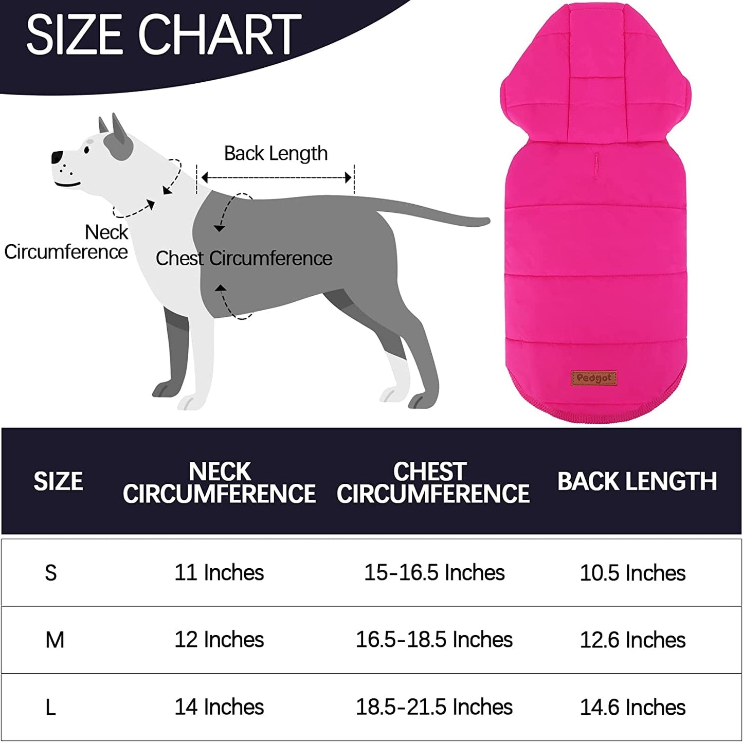 2 Pieces Fleece Lined Warm Dog Jacket Warm Dog Hoodie Puppy Coats with Hooded Cold Weather Pet Apparel Clothes for Puppy Winter Cold Weather, Large (Pink, Red) - Funsho.store