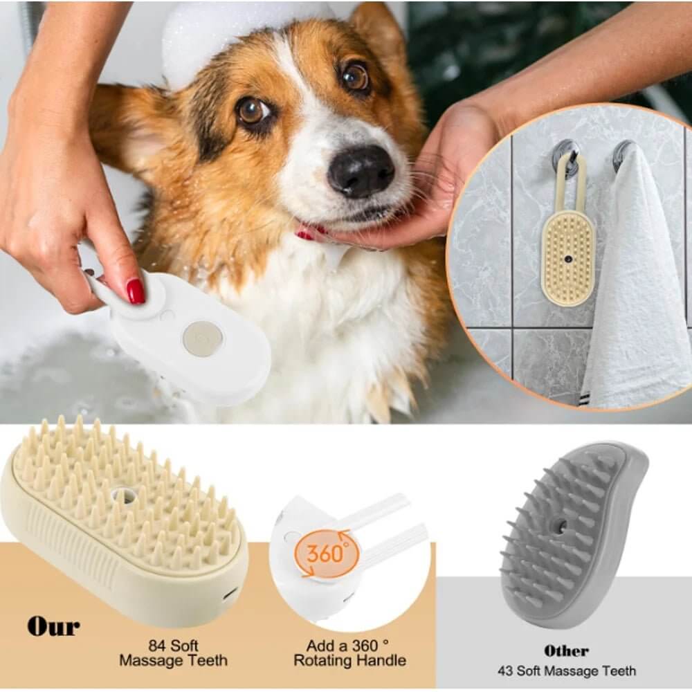 3 in 1 Updated Self Cleaning Cat Steamer Brush - Self Cleaning Steamy Cat Brush with Massage Sheding for Cats Dogs - Funsho.store