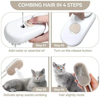 3 in 1 Updated Self Cleaning Cat Steamer Brush - Self Cleaning Steamy Cat Brush with Massage Sheding for Cats Dogs - Funsho.store