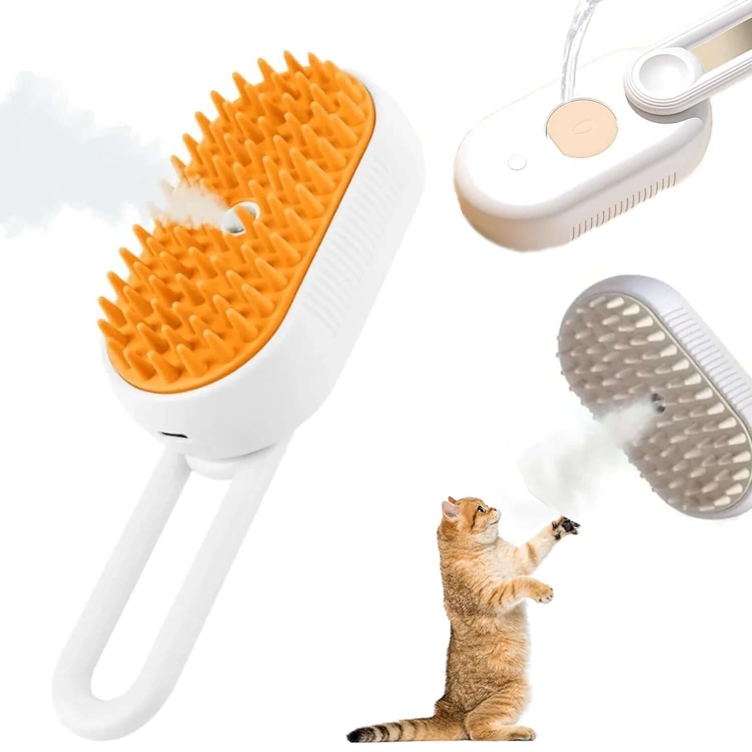 3 in 1 Updated Self Cleaning Cat Steamer Brush - Self Cleaning Steamy Cat Brush with Massage Sheding for Cats Dogs - Funsho.store