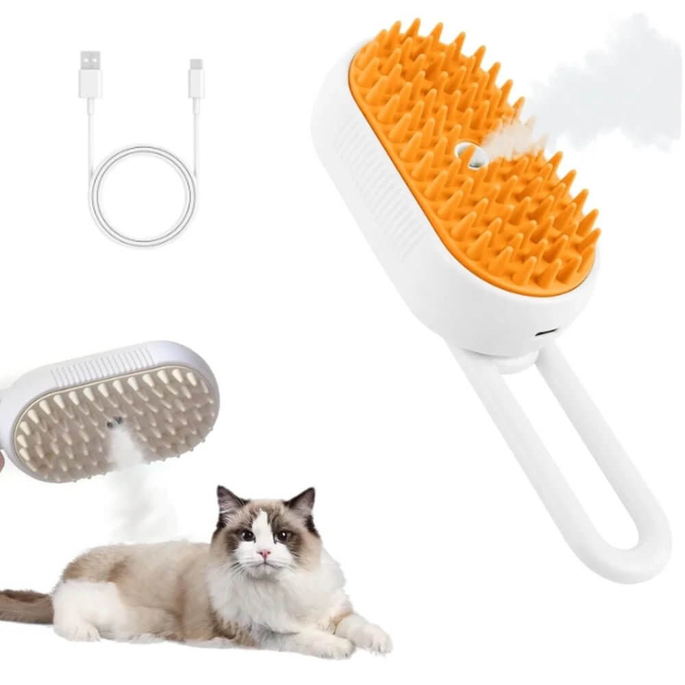 3 in 1 Updated Self Cleaning Cat Steamer Brush - Self Cleaning Steamy Cat Brush with Massage Sheding for Cats Dogs - Funsho.store
