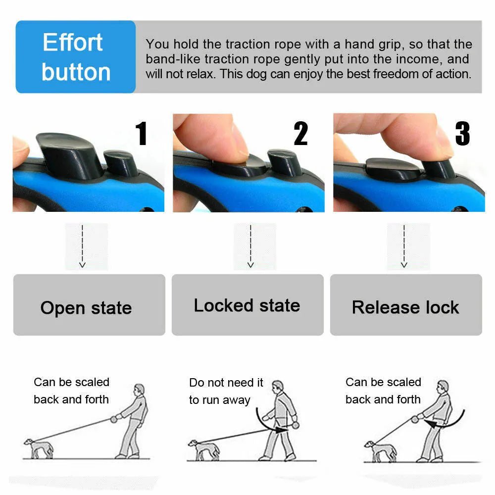 Automatic Retractable Dog Leash - Dual Size Options with Brake & Lock Safety System - Funsho.store
