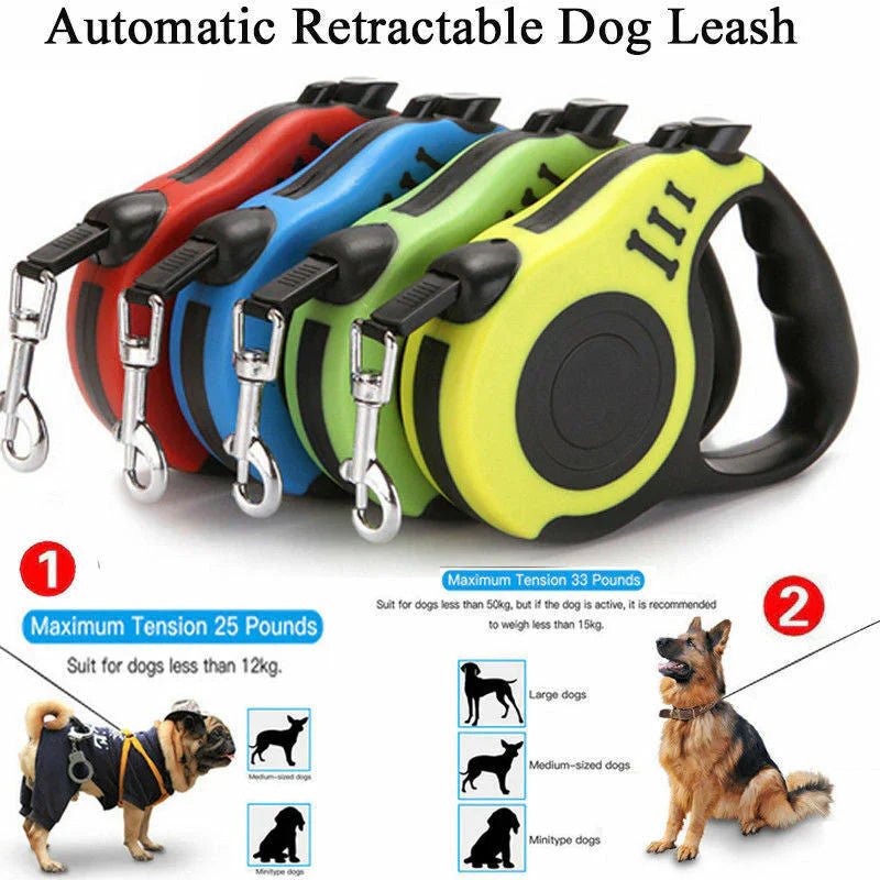 Automatic Retractable Dog Leash - Dual Size Options with Brake & Lock Safety System - Funsho.store