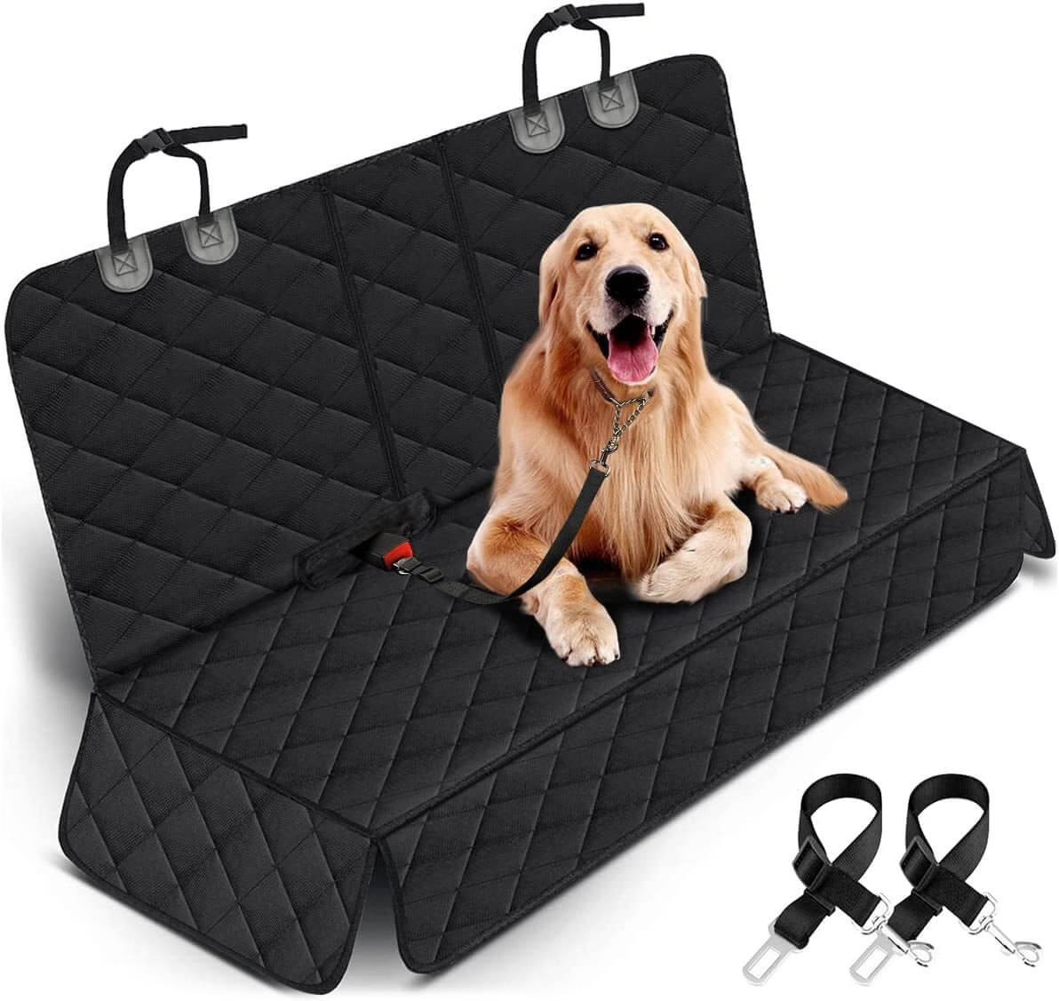 Dog Car Seat Cover, Back Seat Cover for Dogs Pet Car Seat Protector Waterproof Bench Car Seat Cover, Non - Slip Reat Seat Cover Fits Middle Armrest for Most Cars Trucks Suvs - Black - Funsho.store