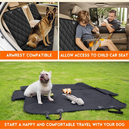 Dog Car Seat Cover, Back Seat Cover for Dogs Pet Car Seat Protector Waterproof Bench Car Seat Cover, Non - Slip Reat Seat Cover Fits Middle Armrest for Most Cars Trucks Suvs - Black - Funsho.store