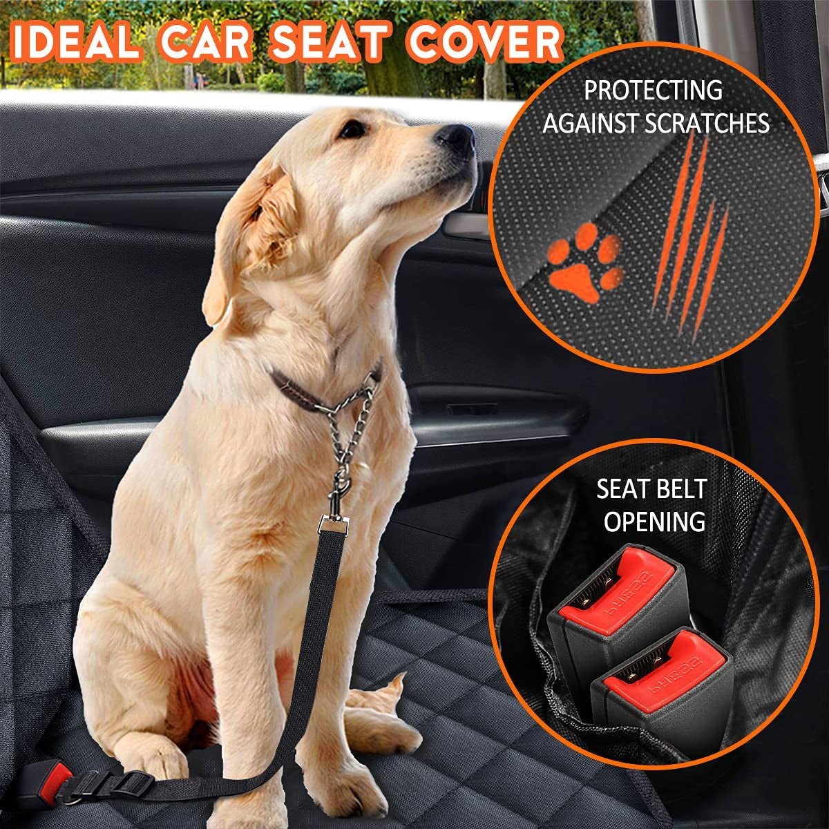 Dog Car Seat Cover, Back Seat Cover for Dogs Pet Car Seat Protector Waterproof Bench Car Seat Cover, Non - Slip Reat Seat Cover Fits Middle Armrest for Most Cars Trucks Suvs - Black - Funsho.store