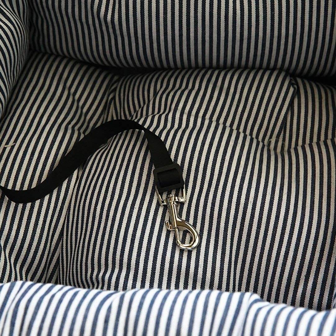 Dog Car Seat Pet Booster Seat Pet Travel Safety Dog Bed for Car with Storage Pocket (Coffee Stripe) - Funsho.store