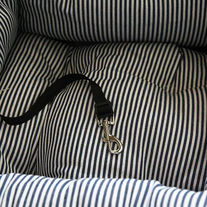 Dog Car Seat Pet Booster Seat Pet Travel Safety Dog Bed for Car with Storage Pocket (Coffee Stripe) - Funsho.store