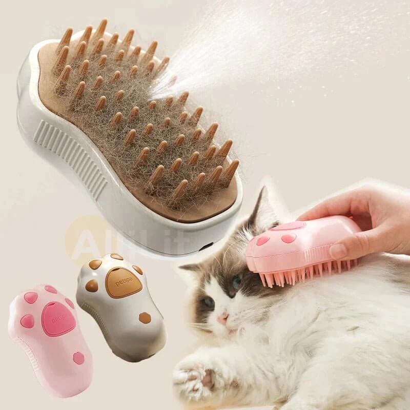 Electric Cat Steam Brush – 3 - In - 1 Pet Grooming Comb with Water Spray for Cats and Dogs, USB Rechargeable - Funsho.store