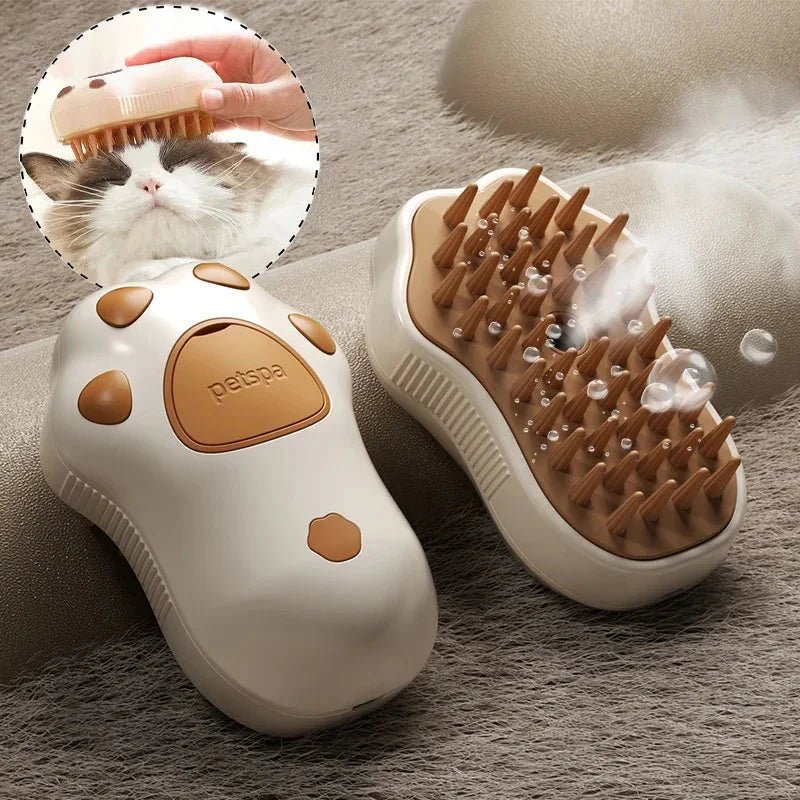 Electric Cat Steam Brush – 3 - In - 1 Pet Grooming Comb with Water Spray for Cats and Dogs, USB Rechargeable - Funsho.store