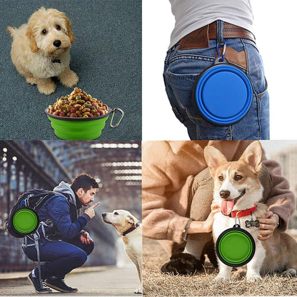 Large Collapsible Dog Bowls, 34Oz Travel Water Food Bowls Portable Foldable Collapse Dishes with Carabiner Clip, 2 Pack (Green+Red) - Funsho.store