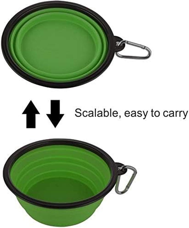 Large Collapsible Dog Bowls, 34Oz Travel Water Food Bowls Portable Foldable Collapse Dishes with Carabiner Clip, 2 Pack (Green+Red) - Funsho.store
