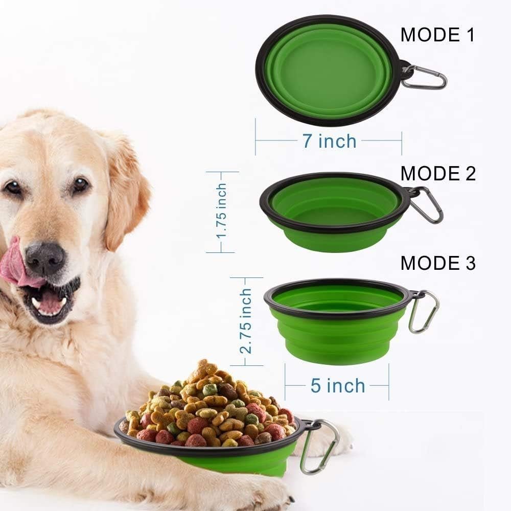 Large Collapsible Dog Bowls, 34Oz Travel Water Food Bowls Portable Foldable Collapse Dishes with Carabiner Clip, 2 Pack (Green+Red) - Funsho.store