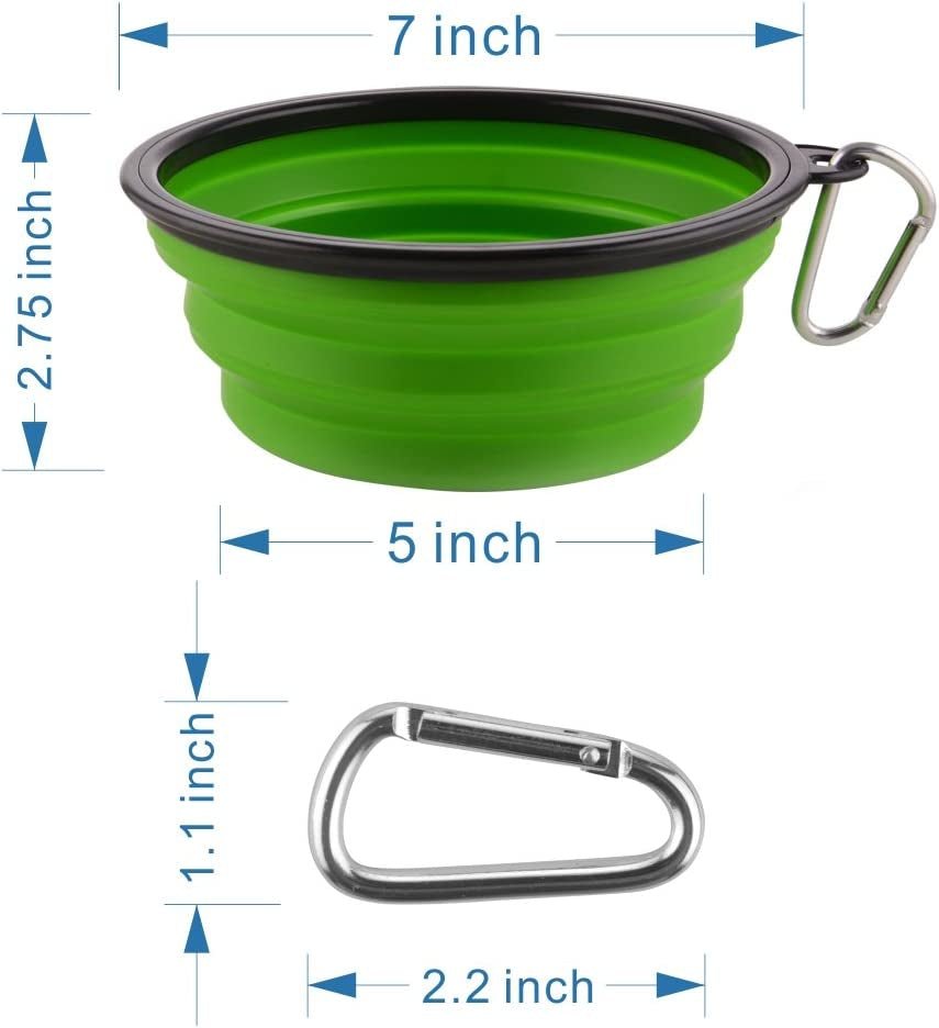 Large Collapsible Dog Bowls, 34Oz Travel Water Food Bowls Portable Foldable Collapse Dishes with Carabiner Clip, 2 Pack (Green+Red) - Funsho.store