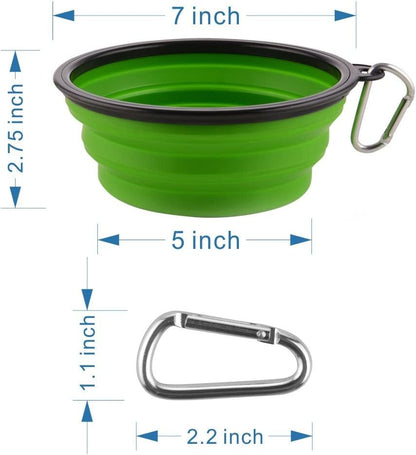 Large Collapsible Dog Bowls, 34Oz Travel Water Food Bowls Portable Foldable Collapse Dishes with Carabiner Clip, 2 Pack (Green+Red) - Funsho.store