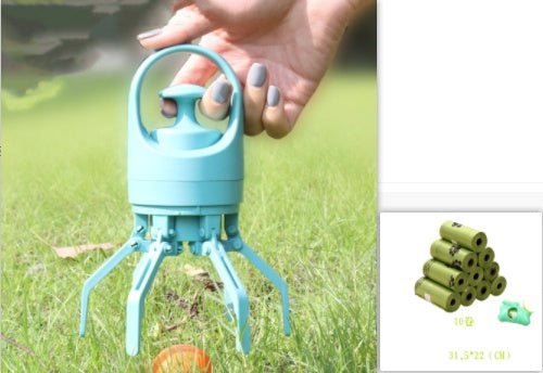 Portable Lightweight Dog Pooper Scooper With Built - in Poop Bag Dispenser Eight - claw Shovel For Pet Toilet Picker Pet Products - Funsho.store