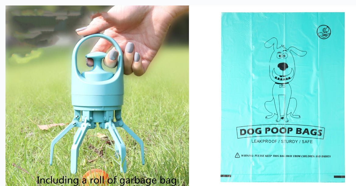 Portable Lightweight Dog Pooper Scooper With Built - in Poop Bag Dispenser Eight - claw Shovel For Pet Toilet Picker Pet Products - Funsho.store