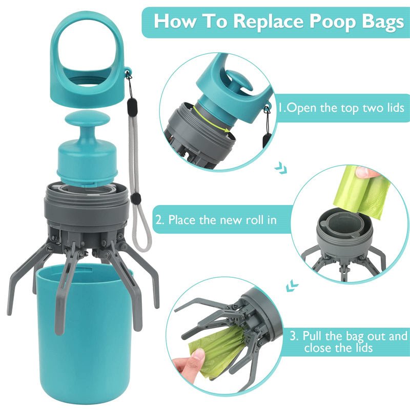 Portable Lightweight Dog Pooper Scooper With Built - in Poop Bag Dispenser Eight - claw Shovel For Pet Toilet Picker Pet Products - Funsho.store
