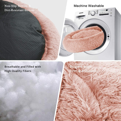 round Dog Bed Cuddler Washable round Pet Bed for Cats and Medium Dogs Comforting Dog Bed - Funsho.store